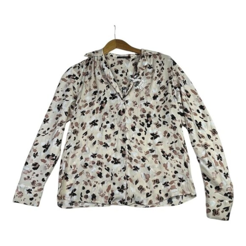 T Tahari Poet Long Sleeve Blouse‎ size Small Cream/Black
